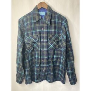 Vintage Dublin Mens Shirt Button Down Size‎ Medium Wool Plaid Chore Western Barn
